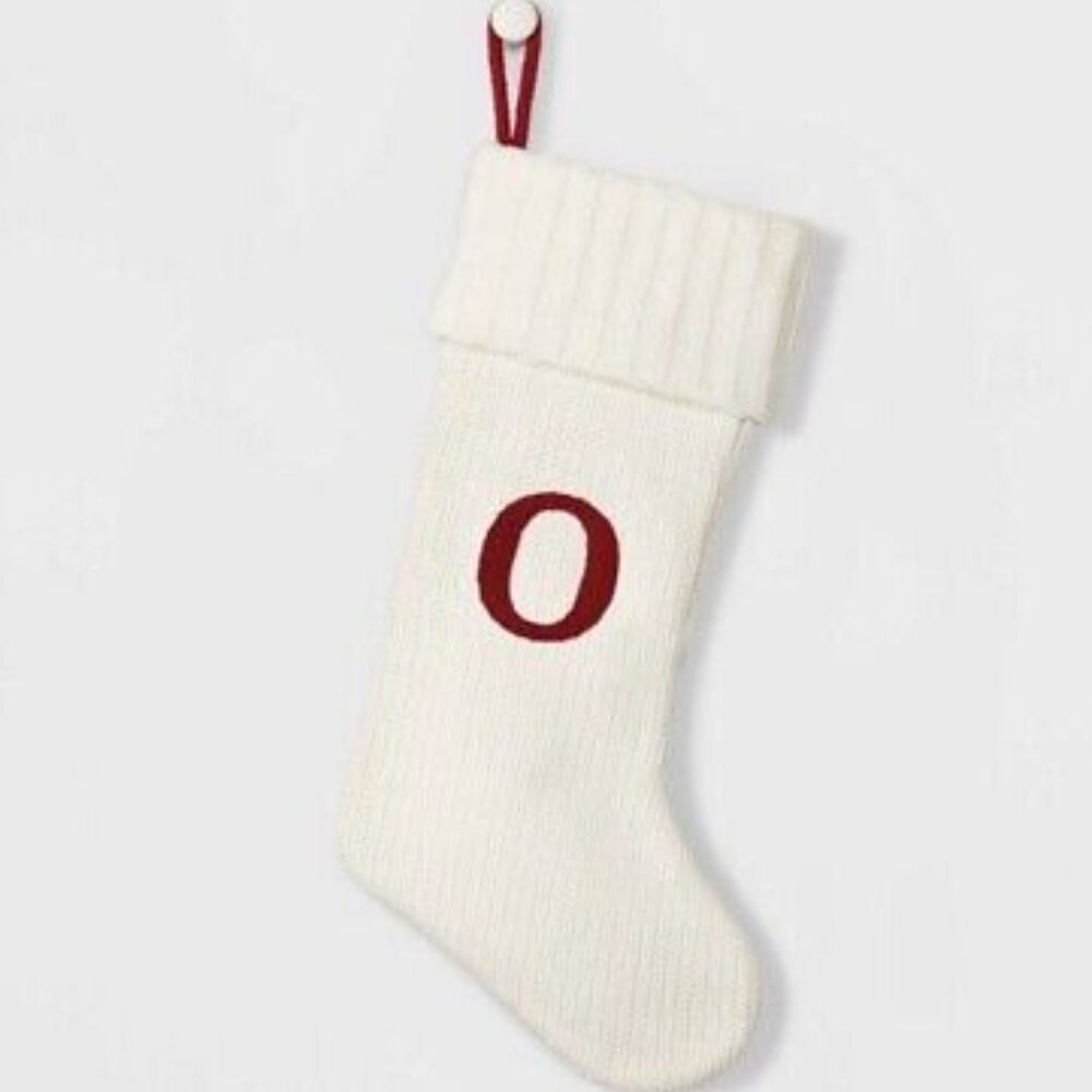 Stocking Letter "O” Monogram 20 inch Target Wondershop White Cream Knit New